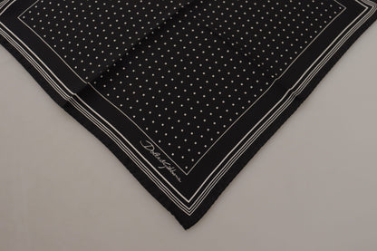 Elegant Black Silk Polka Dot Men's Scarf