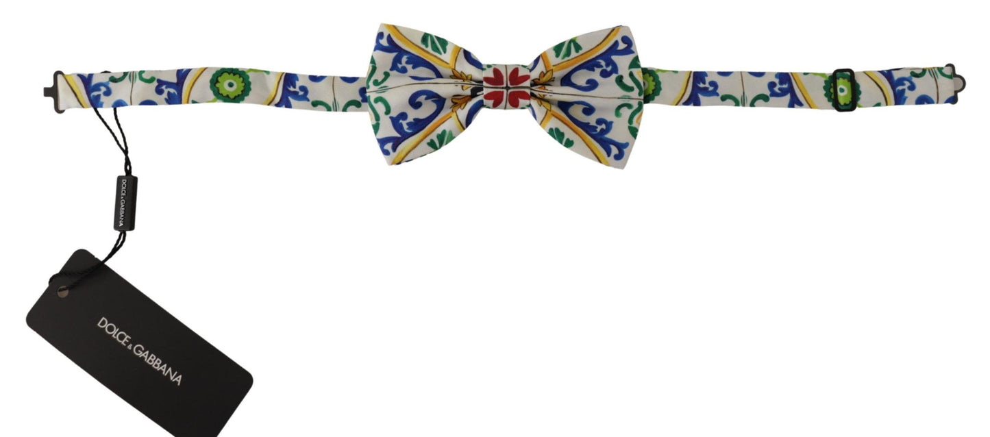 Elegant Majolica Print Silk Bow Tie