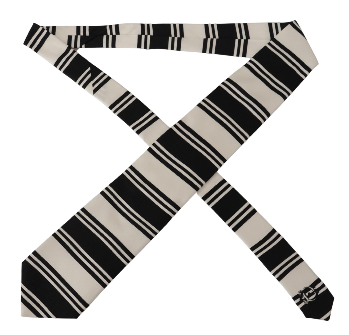 Elegant Black and White Silk Tie