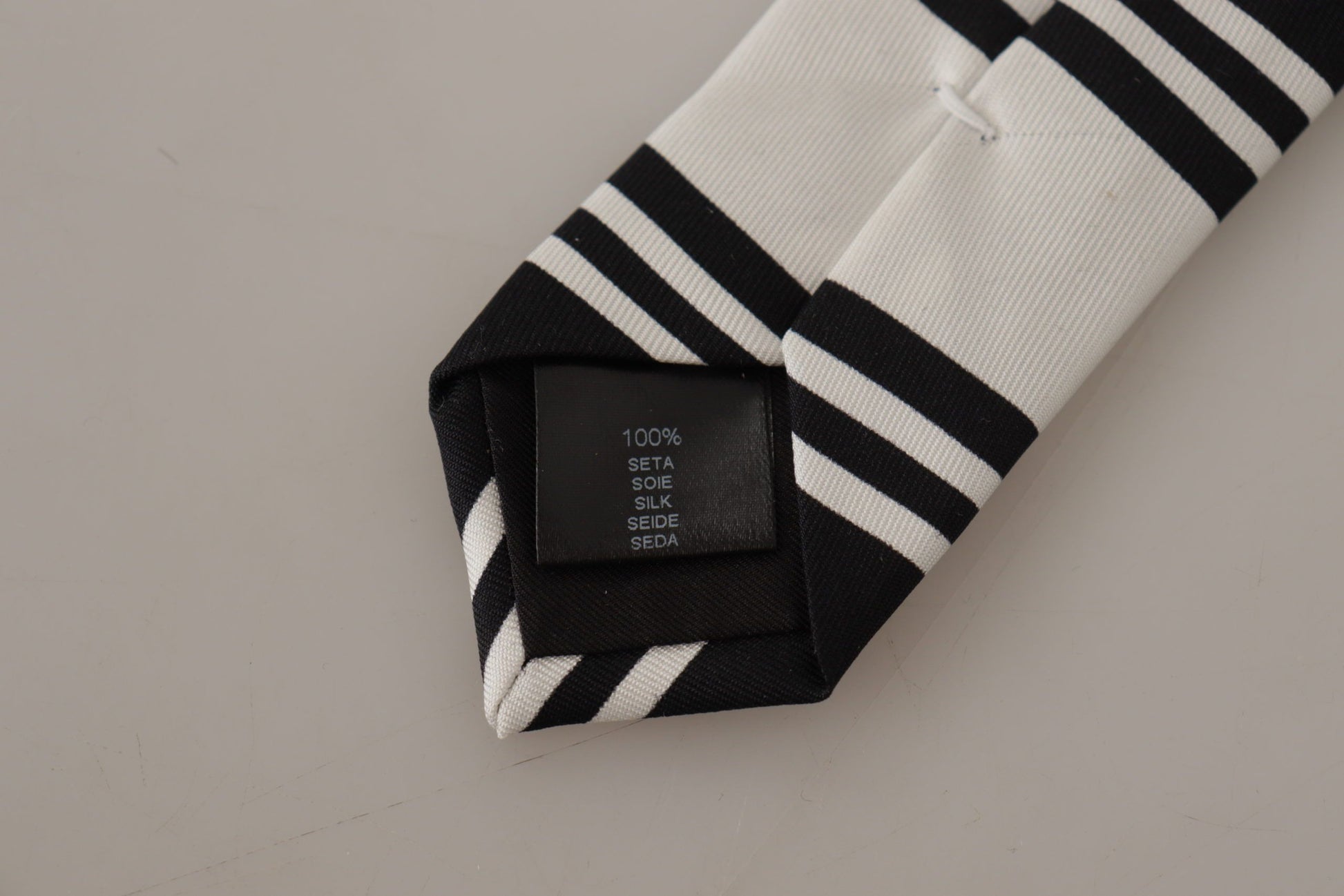 Elegant Black and White Silk Tie