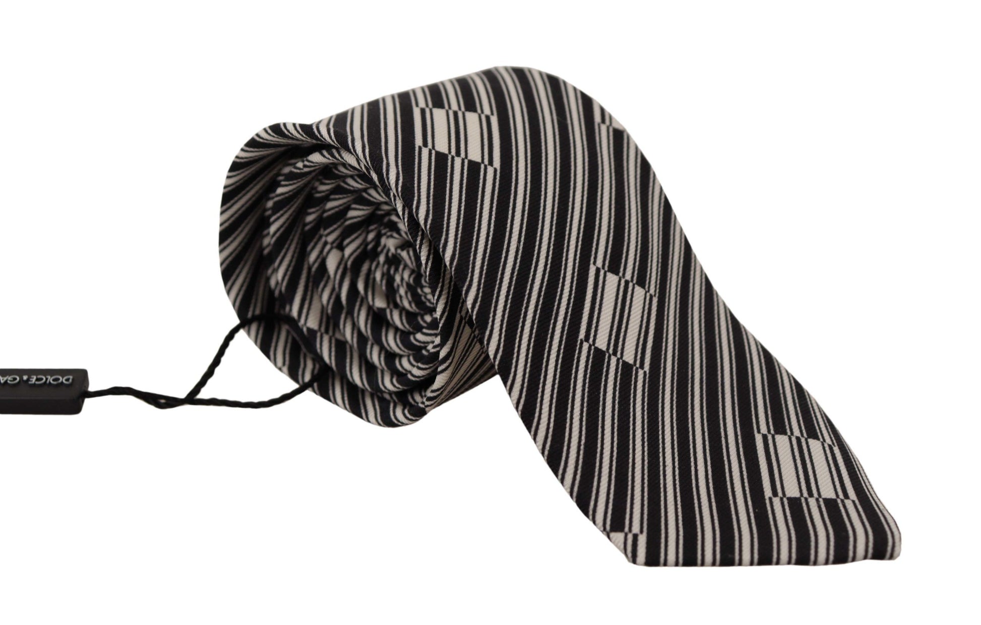 Elegant Black White Silk Bow Tie