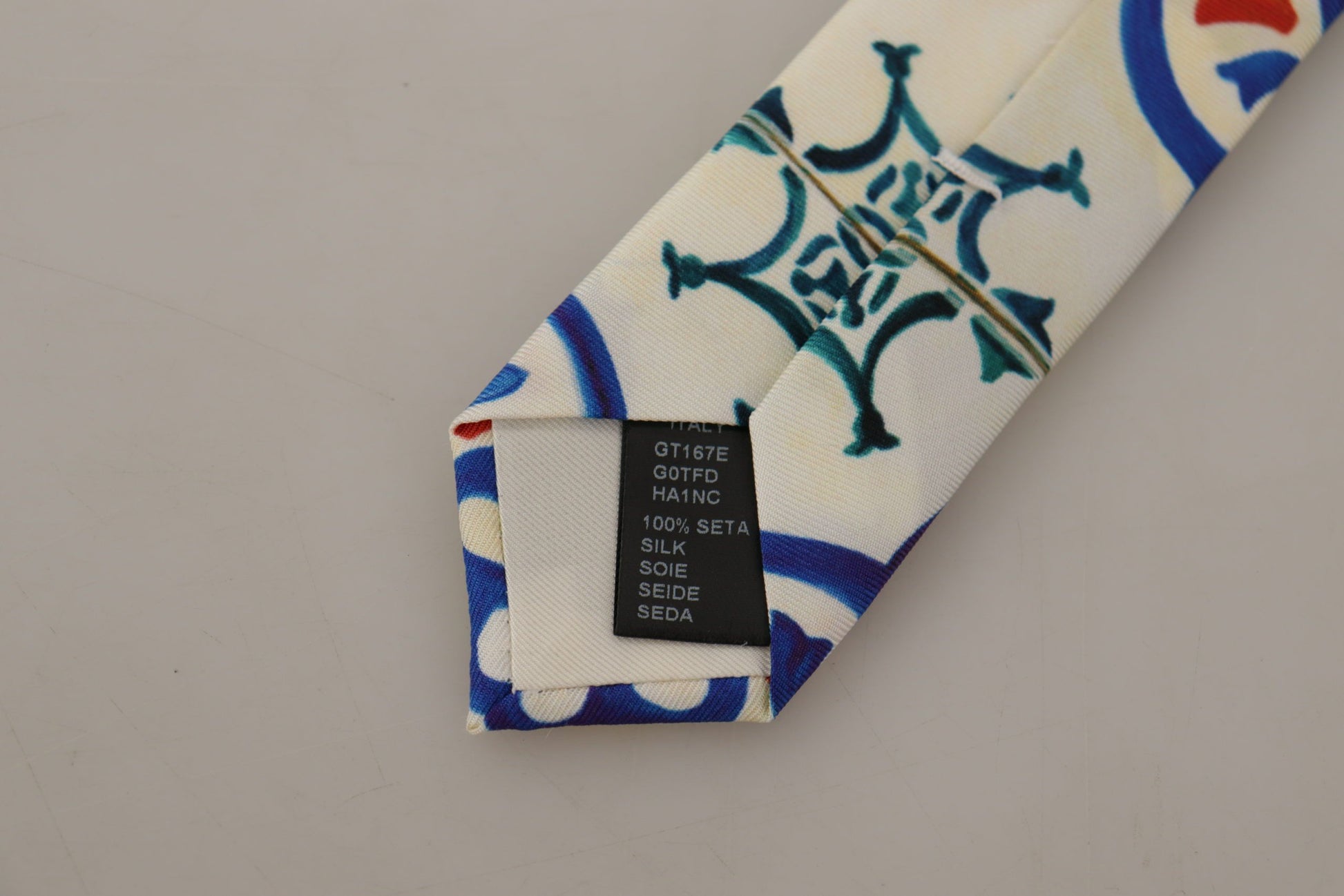 Elegant Multicolor Majolica Silk Tie