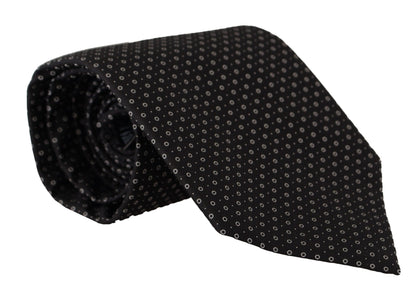 Elegant Black White Polka Dot Silk Tie