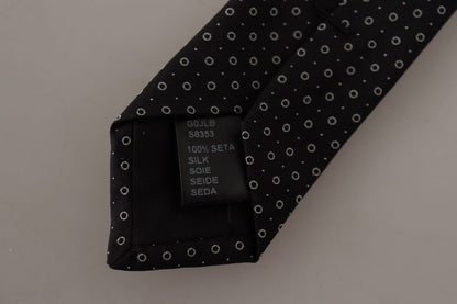 Elegant Black White Polka Dot Silk Tie