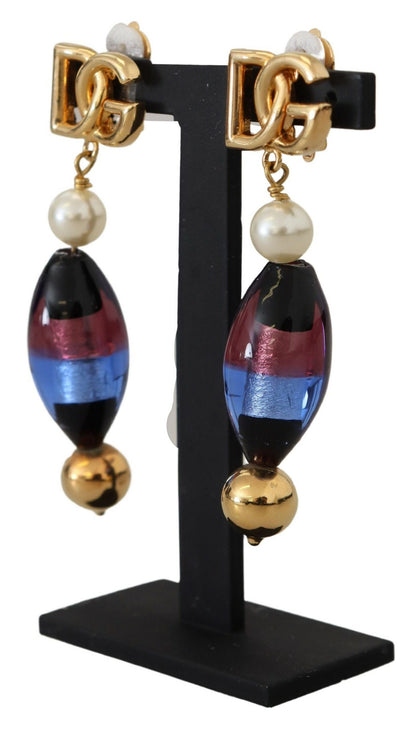 Sicilian Motif Clip-On Dangling Earrings