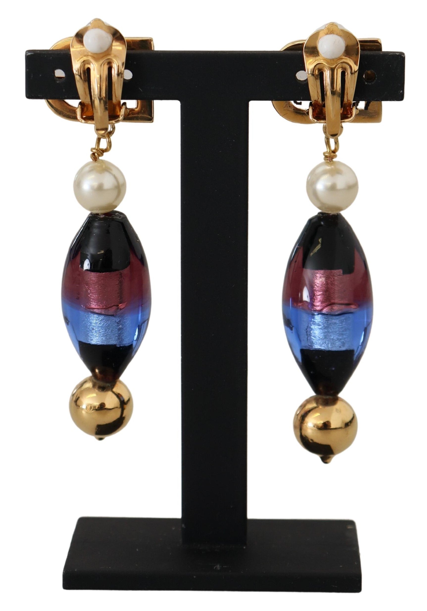 Sicilian Motif Clip-On Dangling Earrings