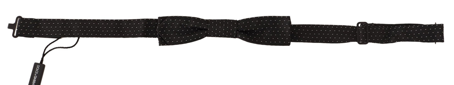 Elegant Black and White Silk Bow Tie