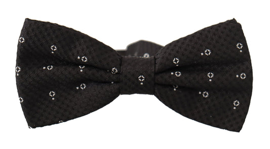 Elegant Black Polka Dot Silk Bow Tie