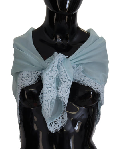 Elegant Silk Square Scarf in Light Blue