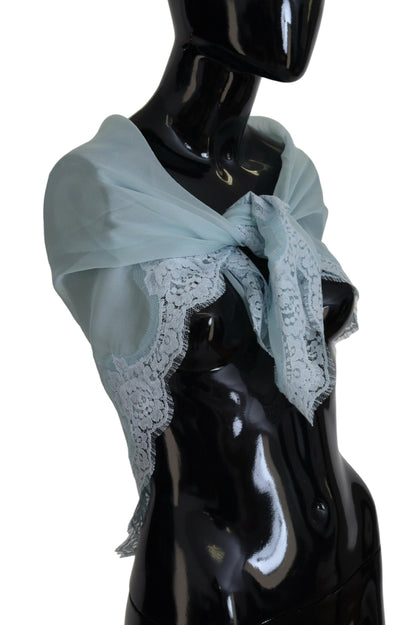 Elegant Silk Square Scarf in Light Blue