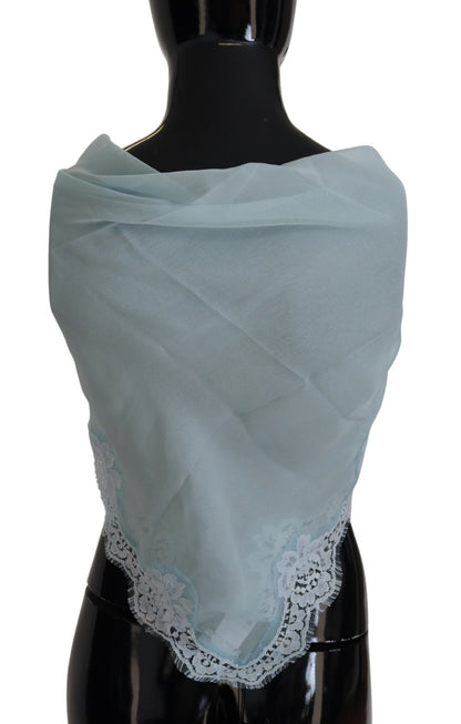 Elegant Silk Square Scarf in Light Blue