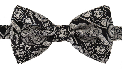 Elegant Silk Black and White Bow Tie