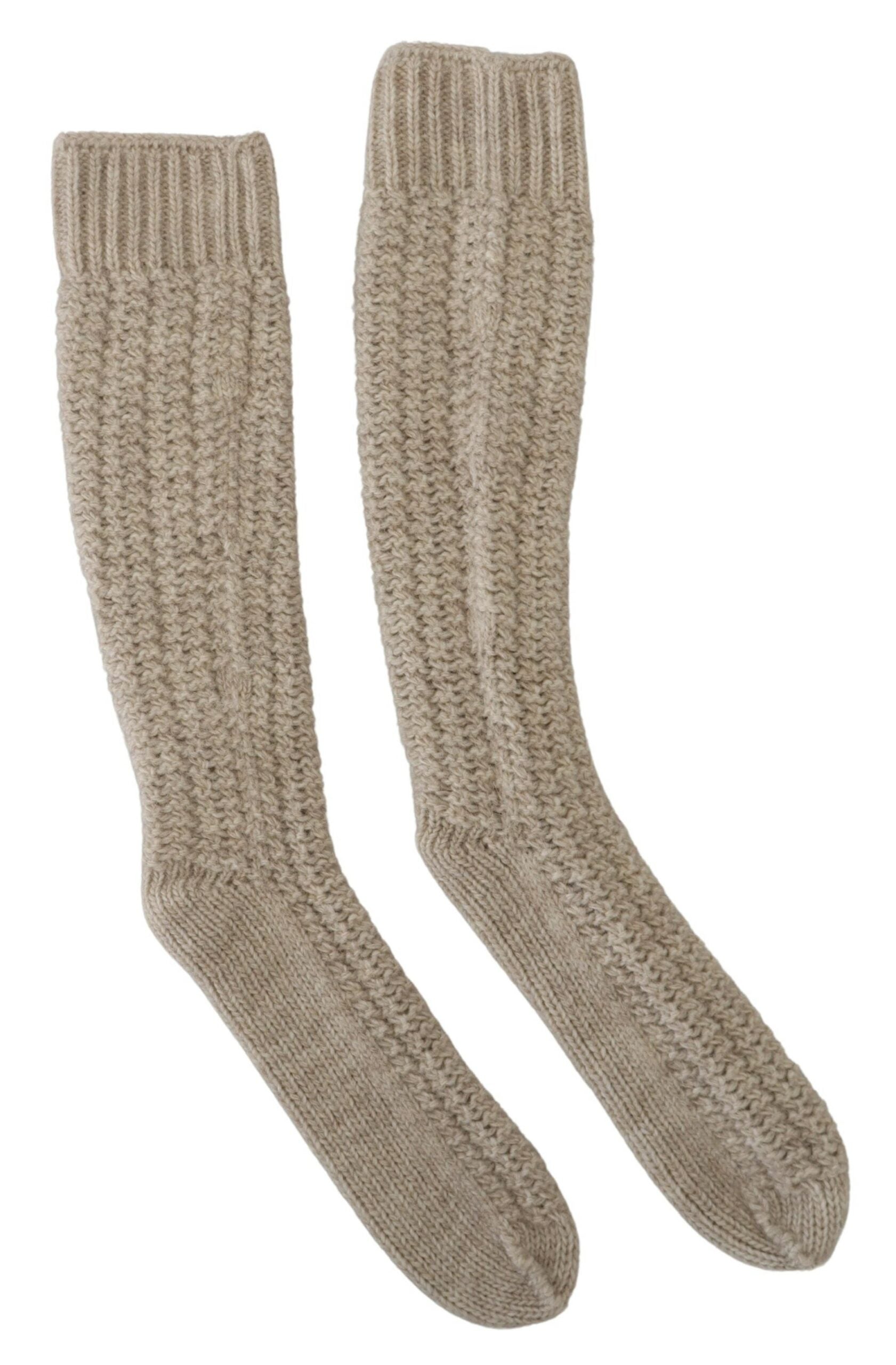 Chic Beige Wool Blend Over-the-Calf Socks