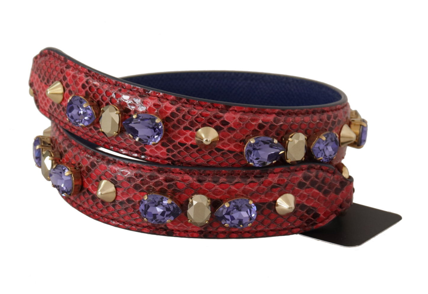 Elegant Red Python Leather Handbag Strap