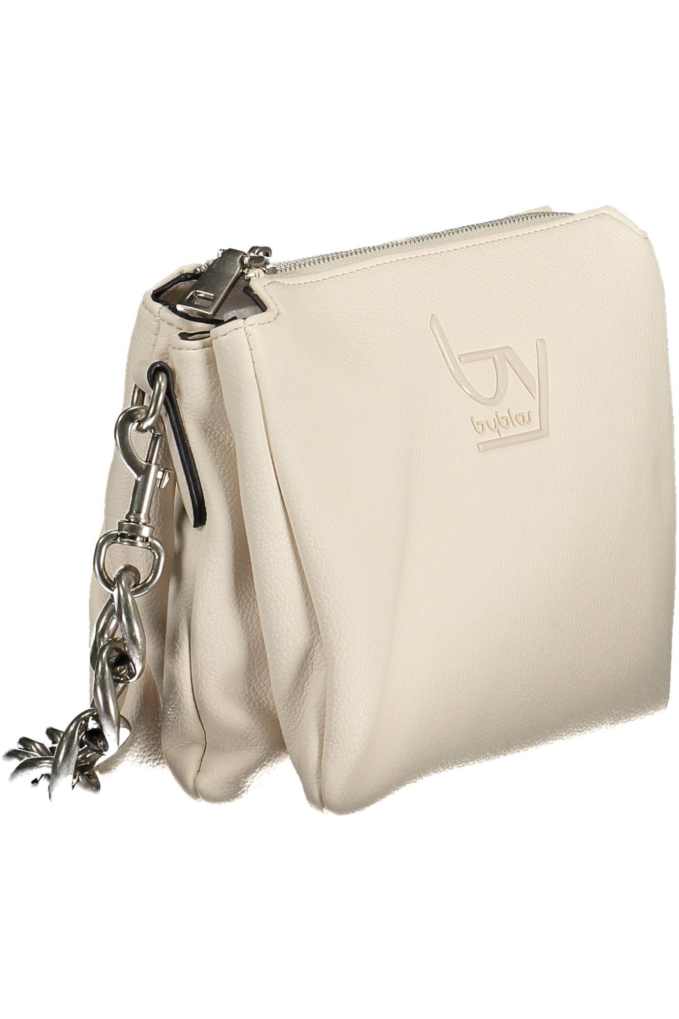 Elegant White Shoulder Bag with Contrasting Details