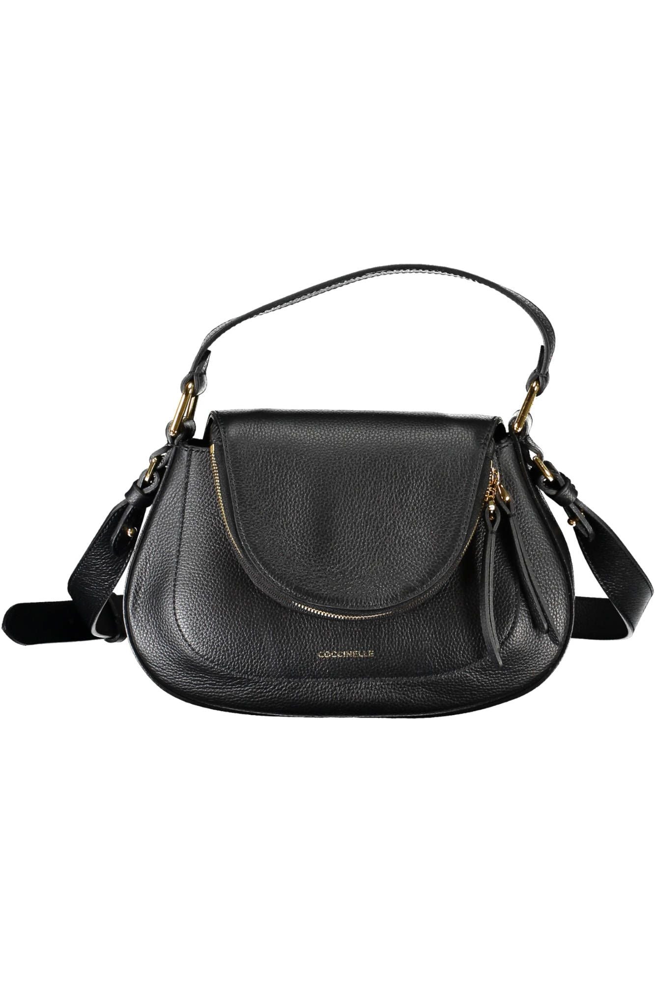 Elegant Black Leather Handbag with Adjustable Strap