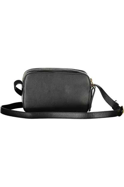 Elegant Black Leather Shoulder Bag with Logo