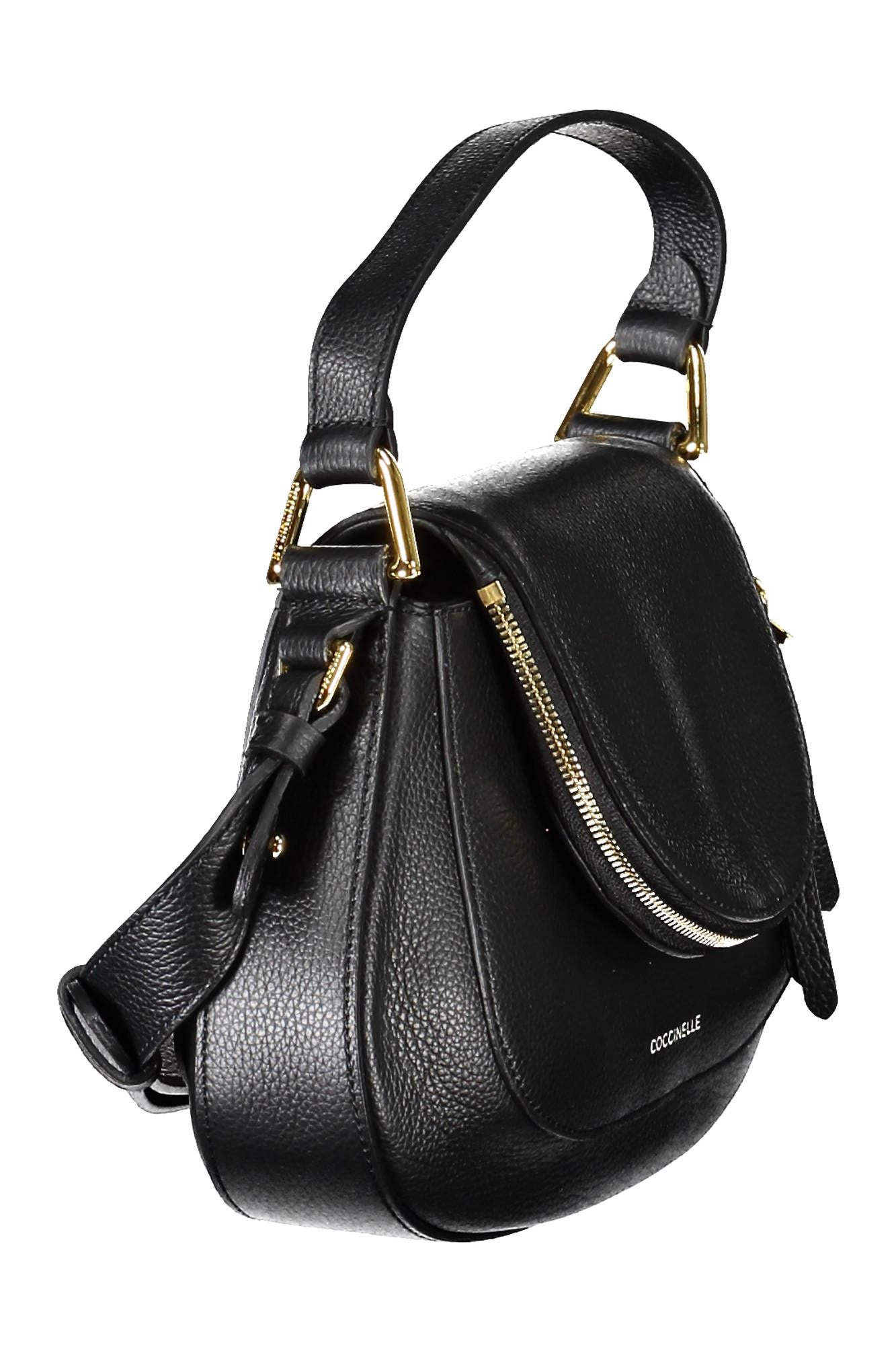 Elegant Black Leather Handbag with Adjustable Strap