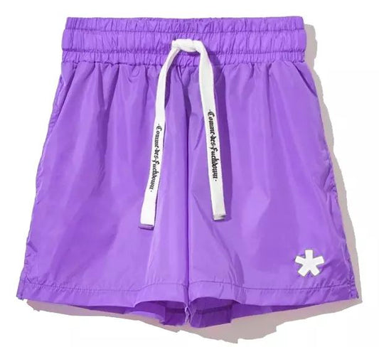 Purple Nylon Bermudas with Logo Detail