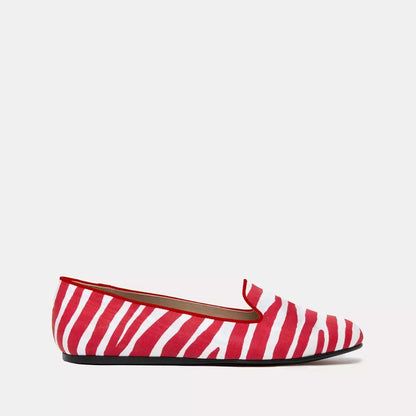 Zebra Print Silk Loafers with Tassels