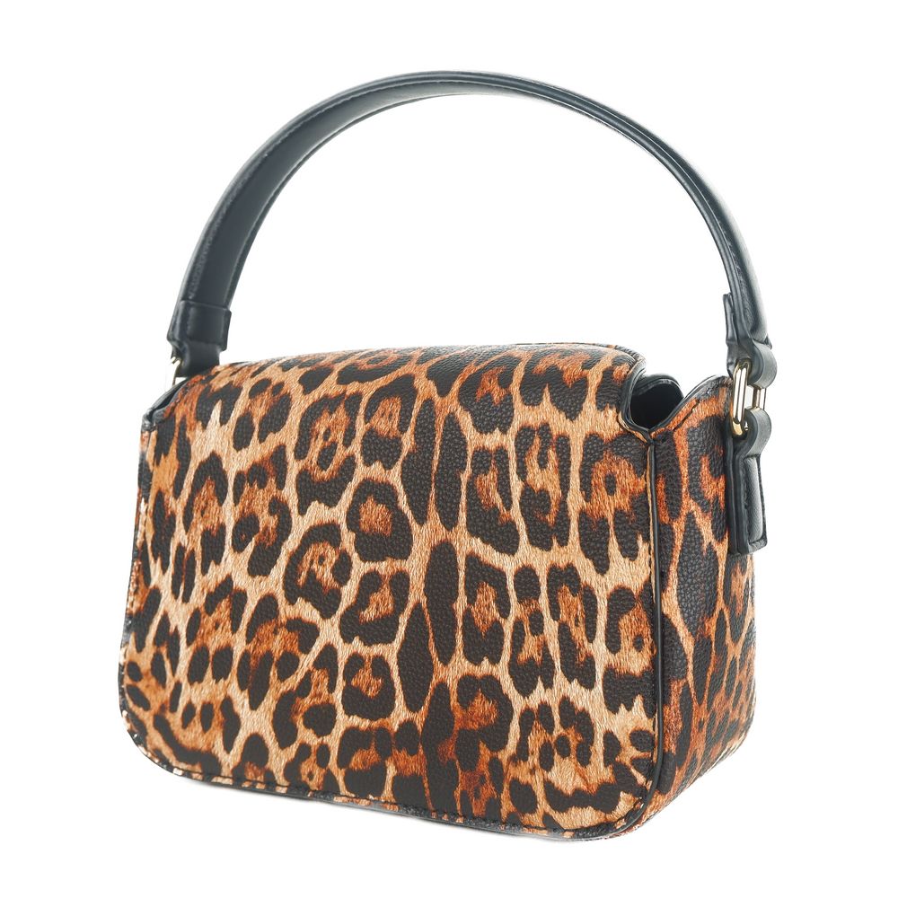 Chic Leopard Print Shoulder Bag with Logo Detail