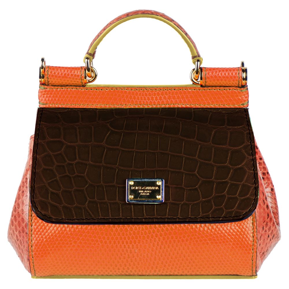 Multicolor Leather Di Crocodile Handbag