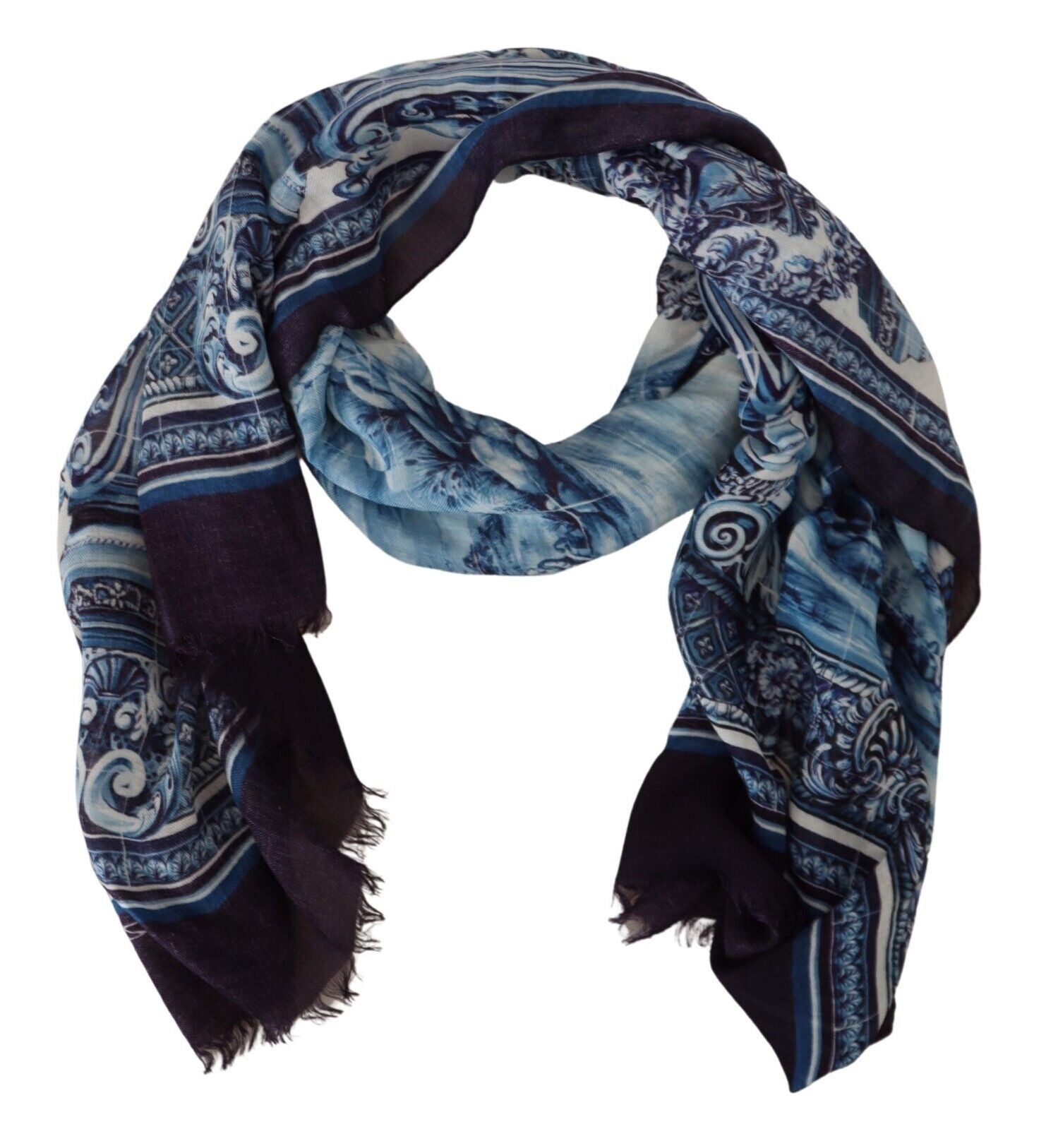 Elegant Blue Cashmere Blend Men's Scarf