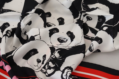 Elegant Panda Print Silk Scarf